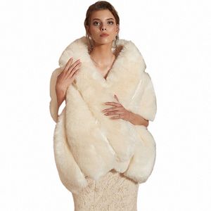 2023 Wedding Bolero Winter Bridal Shrug Faux Fur Shawls Women Wraps Jacket Party Coat Cloak White Cape Faux Fur Cloak Fur Robe 03PQ#