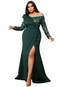 Missord Plus Size Strapl ColorBlock Emerald Green Gown Evening Dr Formal OCN DRES D4VP#