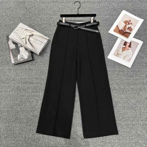 Womens Pants Capris Designer Metal Triangle Label Embellished Leather Belt Straight Leg Loose Suit Casual Trousers Drop Delivery Appar Ot5Es