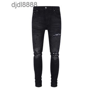 Calças de grife masculinas na moda OFFamira New Washed Old Damaged Jeans Slim Fit High Street