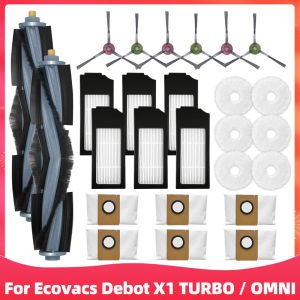 ECOVACS için Taşıyıcılar Debot X1 Turbo / Omni Robot Vakum Süpürge Yedek Yedek Parçalar Ana Fırça Yan Fırçası Hepa Filtre Paspas Toz Çanta