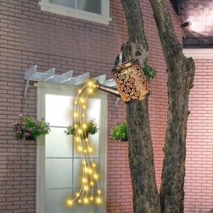 Garden Decorations Solar Shower Watering Can String Lamp Art Iron Sprinkle Kettle Light