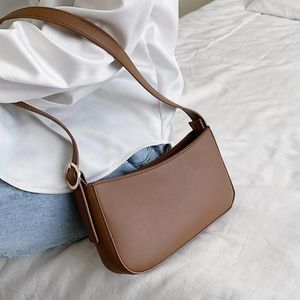 Shoulder Bags Simple Solid Color Small PU Leather For Women 2024 Summer Handbags And Purses Female Travel Totes