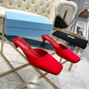 Early Spring French Baotou Moeller Shoes Show Slim Square Head Temperament Candy Color Silk Cool Slippers for Women