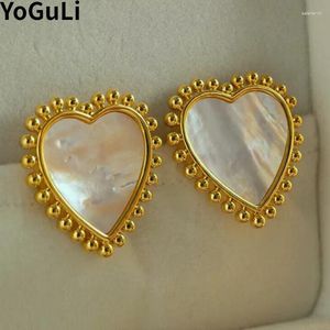 Orecchini a bottone Gioielli moderni Dolce temperamento coreano Cuore di Shel per le donne Accessori per le orecchie regalo ragazza