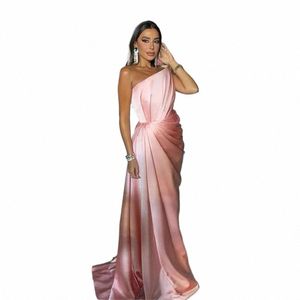 luxury Satin Pink Women Slit Evening Dres Beautiful Off Shoulder Sleevel Fascinating Sexy Backl Mop New Lg Skirt f2qN#