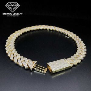 Factory Custom Men Hip Hop Iced out 18inch Solid S925 10K 14K 18K Gold Yellow 10mm Moissanite Diamond Cuban Chain Link Necklace269p