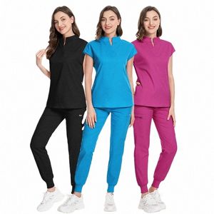 Medicinska enhetliga kvinnor Scrubs Set Tops Pant kirurgiska klänningar sjuksköterskor Accores Pet Shop Doctor Beauty Spa Sal Wokrwear kläder C9SI#