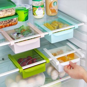 Plástico cozinha geladeira rack de armazenamento geladeira freezer prateleira titular pull-out gaveta organizador espaço saver caixa de armazenamento dhl livre