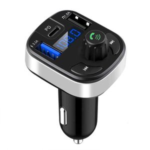 Uppgradera Kidu Bluetooth 5.0 FM sändare Handsfree Radio Mp3 Aux Adapter USB PD Charger Car Type-C Fast Charger Partihandel