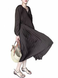 Новые летние платья для женщин 2023 Fi LOOSE Lg Sleeve Vintage Robe Oversize Повседневная уличная одежда Элегантные Lg Dres N1Fr #
