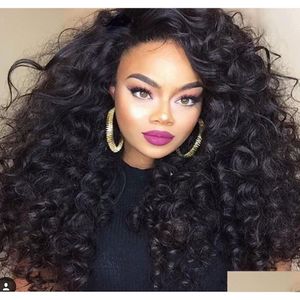 Lace Wigs 300 High Density Deep Curly Front Glueless Fl Human Hair With Baby For Black Women7808019 Drop Delivery Products Otgji