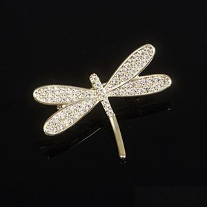 Spille, spille Simpatico libellula per le donne Spilla animale placcato oro di lusso Pin Cor Gioielli Prom Accessori da sposa Consegna di goccia Dhg7N