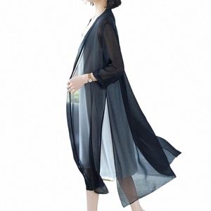Chiff LG Cardigan Women 'Shirt Blus Spring SES Transparent kvinnliga blusar Summer Woman Shirts Korean Fi Y2K Tops Z06U#