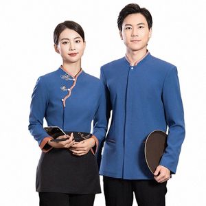 Restaurant Kellner Uniform Hotel Food Service Reinigung Overalls Lg Sleeve Bäckerei Arbeitskleidung Atmungsaktive Fast Food Shop Bluse h5tl #