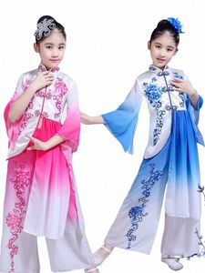 Barns klassiska dans S Girls Chinese Style Guzheng Porcelain Children's Fan Dance Yangko Dance J2AF#