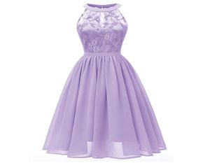 Spetschiffon Kortexamineringsklänningar Halter 2021 A Line Formal Pink Bourgogne Silver Purple Blue Party Prom Dress7595271