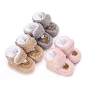 Boots Toddler Baby Girls Snow Winter Warm Bear Pattern Ankle Keep Walking Shoes Children Booties First Walkers Drop Delivery Kids Mate Dhioy