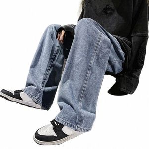 Calças masculinas chiques com bolsos com cordão Calças masculinas cintura média verão jeans A6Tc #