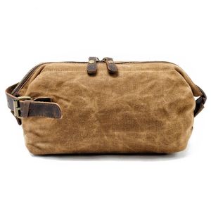 Canvas And Leather Men Toiletry Bag Waterresistant Dopp Kit For Travel Large Capacity Toiletries Functional 240328