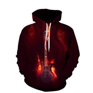 Herrenmode Frühling und Herbst Musiknoten 3D-Digitaldruck Pullover Baseballanzug