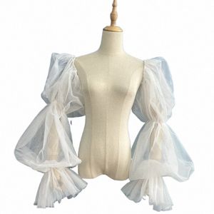 cloudy Misty Medium Hard Yarn Detachable Bridal Wedding Dr Sleeves One Size Lg Sleeve Accories S8Is#