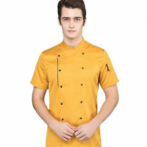 Nuovo Cappotto da cucina per donna Uomo Chef Abiti da lavoro Grill Ristorante Bar Negozio Cafe Cucina Giacca Bellezza Unghie Stus Uniforme Z2Al #