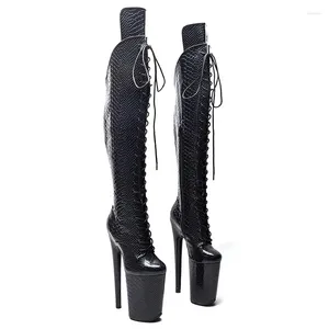 Dansskor 23 cm/9 tum pu övre moderna sexiga nattklubbstång High Heel Platform Women's Boots 107