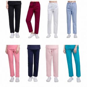 All-Matching Drawstring Scrubs Pants for Women Nurse Doctor Anti-Wrinkle Jogger Pants Elastic Waistband Pants Work M5TM#