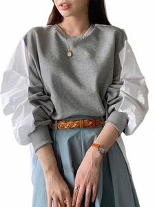 Zanzea Women Fi Sweatshirts 2023 Color Patchwork Autumn O-Neck LG Sleeve Pullover Casual Loose Blouse Sticking Top Korean T2KK#