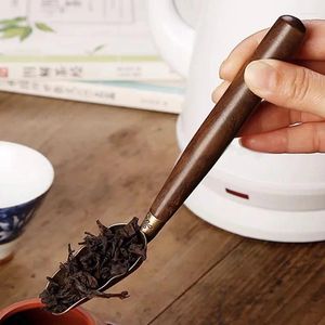 Ложки для чая, 1 шт., ложка, чайная ложка из черного дерева, креативная лопата в стиле ретро, аксессуары для церемоний KongFu, чайная посуда, подарок