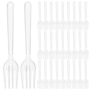 Disposable Flatware 100 Pcs Salad Tableware Plastic Serving Utensils Fork One-time Convenient Spoons Party Dinner Tools