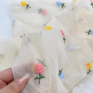 Stoff Aprikosen-Organza-Stoff, Farbe bestickter Spitzenstoff, hübsche kleine duftende Blumen-Puppenkleid-Accessoires