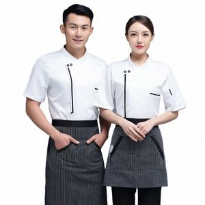 Kock Uniform Western Restaurant Work Wear Summer Kitchen Chef Clothes Unisex Catering Overall Bakery Cafe Waiter Food Service Z55V#