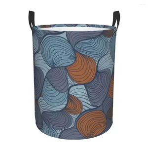 Sacos de lavanderia cesta ondas abstratas peludo concha pano dobrável roupas sujas brinquedos balde de armazenamento doméstico