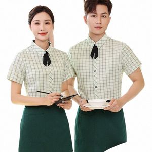 waiter Workwear Hotel Women's Coffee Shop Fast Food Restaurant Work Clothes Custom Shirt i72F#