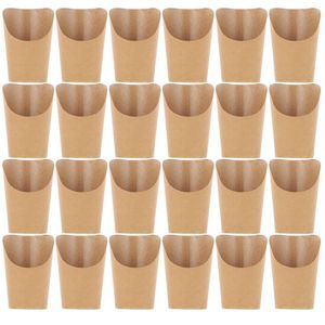 Disposable Cups Straws 100 Pcs Ice Cream Holder Chip Fryers Kraft Paper Food Containers With Cover