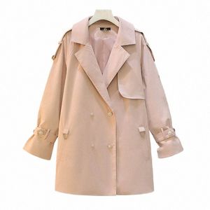 150kg Plus Size Women's Bust 155 Autumn Winter Loose Temperament Tailored Collar Trench Coat Pink 5XL 6XL 7XL 8XL 9XL w7VV#