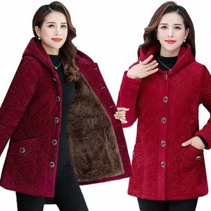 Cappotto invernale in velluto a coste da donna Piumino invernale Nuovo stile coreano Lg Giacca imbottita sopra il ginocchio Cott da donna Tenere al caldo 48bU #