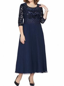 5xl Plus Size Party Dr Woman 2023 Spring Summer Sequined Lace Patchwork Elegant Dr for Ladies From 50 To 60 Years J6Z5#
