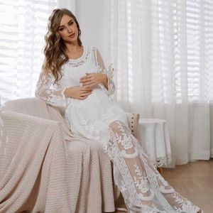 Umstandskleider Babyparty Umstandsfotografie Requisiten Spitzenkleid Maxikleid elegantes Umstandsfotoshooting weibliches Umstandskleid in ÜbergrößeL2403