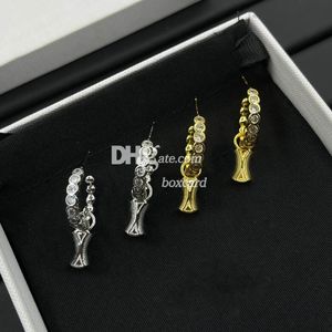 أقراط الكريستال القديمة Dangler Lady Charm Golden أقراط العلامة التجارية Dangler مع صندوق الهدايا