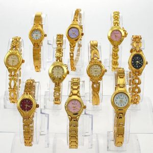 Wholesale Mixed 10PCS Golden Lady Women Girl Watches Quartz Dress Sport Wristwatch Gifts JB4T Bulk Lots Watches watches 240323