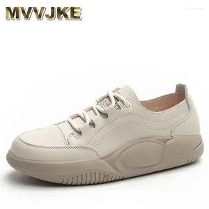 Casual Shoes Top Layer Cowhide Small White For Women In Spring Vintage Lace Up Breathable Soft Soled Women's