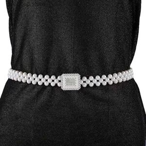 Cinture a catena in vita Catena in vita con perle multistrato catena in vita con cristalli di perle catena elastica con perline adatta per abiti da sposa e gonne lunghe Y240329
