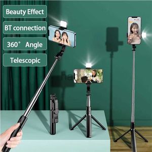 Selfie Monopods Bluetooth Control Wireless Selfie Stick med Fill Light Tripod Monopod Stand Telefonhållare Remote Beauty USB Laddar 24329