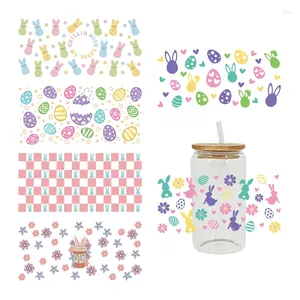 Window Stickers Easter Day UV DTF Wrap Transfer Sticker för 16oz Glass Cup Print Waterproof DIY Lätt att använda D9313