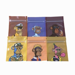 Empty Packaging Bags 1 Gram Small Mylar Bag 1g Packing Baggies Zipper Dry Herb Resealable 7x9cm monkey Gelato Kush Shape Plastic Case