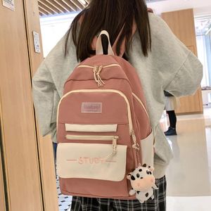 Skolväskor tjej rese vattentät bok trendiga röda kvinnor student kawaii laptop väska kvinnlig mode lady college ryggsäck söt