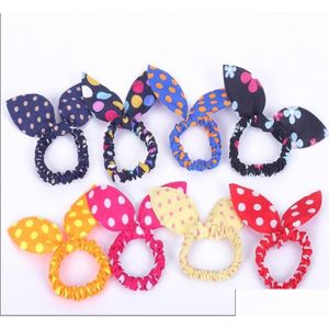 Hair Accessories 100Pcslot Children Women Band Cute Polka Dot Bow Rabbit Ears Headband Girl Ring Scrunchy Kids Ponytail Holder Drop De Dhhqk